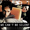 runpunkrun: john flansburgh and john linnell of they might be giants, text: we can't be silent (their shoes are laced with irony)