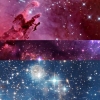 mistressofmuses: Image of nebulae in the colors of the bi pride flag: pink, purple, and blue (Default)