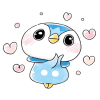 soc_puppet: Adorable art of the Pokémon Piplup; its flippers are clutched close to its chin, its eyes are dewy, and it is blushing, while light pink hearts and bubbles float around it. Originally a sticker for Pokémon Go. (Love Piplup)