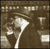 theseatheseatheopensea: Fernando Pessoa drinking in a Lisbon tavern. (Em flagrante delitro.)