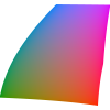 trystimuli: A sort of colourful fin, red in the lower right fading leftward through orange and yellow to green, then aqua and blue up along the curve to violet, rightward through pink to magenta, and then downward back to red. (Default)