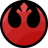 brigid: Red Star Wars Rebel Alliance Symbol Against A Black Background. Round. (Star Wars)