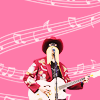 muccamukk: Orville Peck in a red Nudie suit, singing and playing guitar, while a pink and white musical score swirl behind him. (Misc: Guitar Man)