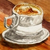 twistedchick: watercolor painting of coffee cup on wood table (Default)