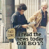 muccamukk: Starsky and Hutch walking together. Starsky reading a paper. Text: I read the news today, oh boy. (S&H: News)