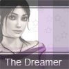 autumnus: A purple monochrome portrait of Zoe from Dreamfall, with drawn stars in background and "the Dreamer" written on bottom. (Default)