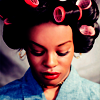 timeasmymeasure: azealia banks with rollers in her hair and her eyes closed (az: contemplation in rollers)