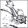 arduinna: Calvin and Hobbes, gleefully sledding in black and white (sledding whee)