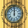 tibicina: A clock face surrounded by the words 'Time's a puzzle on a table put together piece by piece.' (Clock)