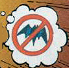 vass: a batarang in a banned sign in a thoughtbubble (No Batarang For You)